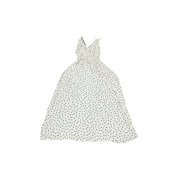 BSL White & Black Polka Dot Maxi Dress | Sleeveless V-Neck | Size Large - Picture 3 of 7